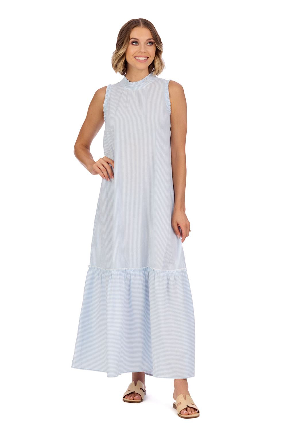 Wallis Stripe Maxi Dress-Blue