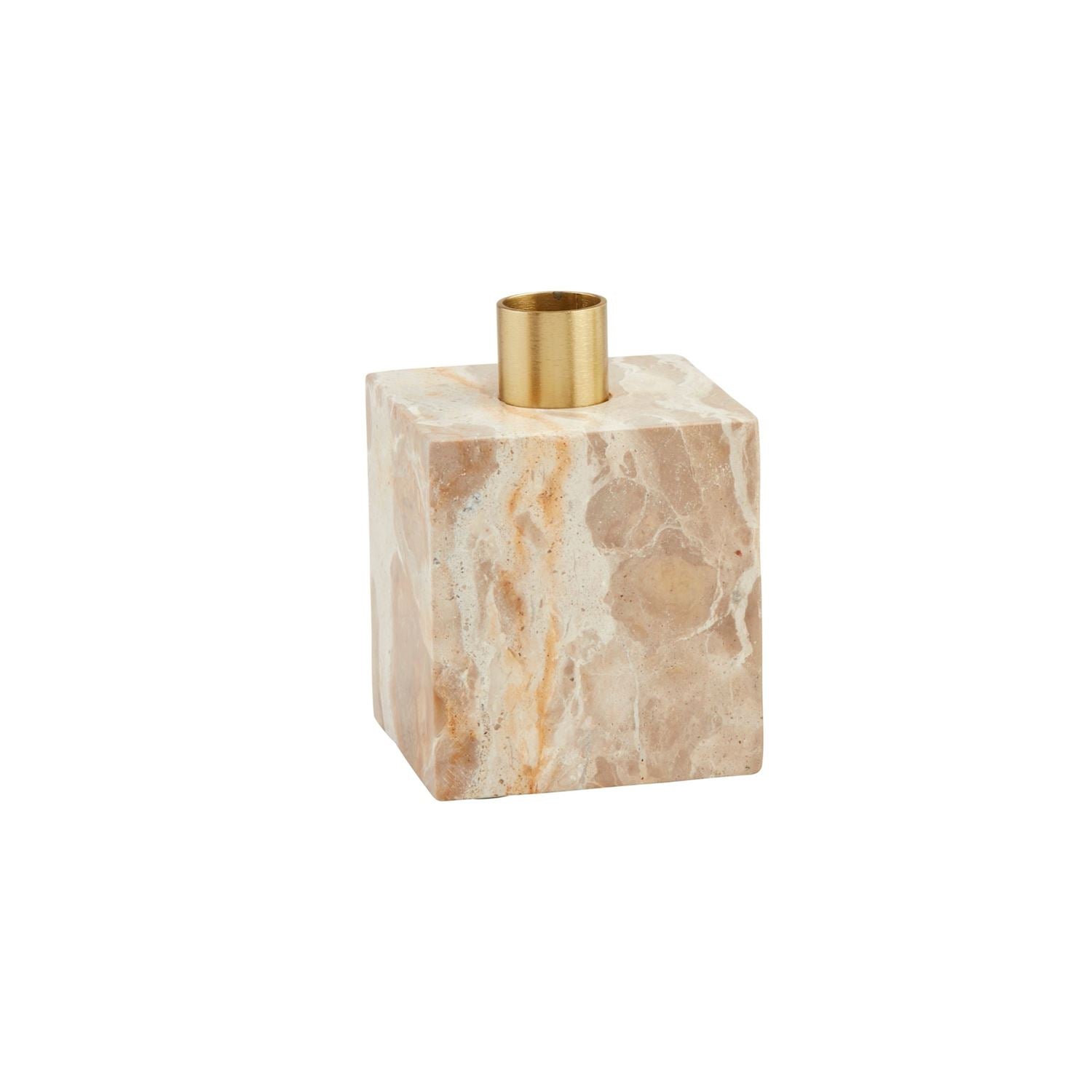 Tan Cube Marble Taper Holder Set of 2