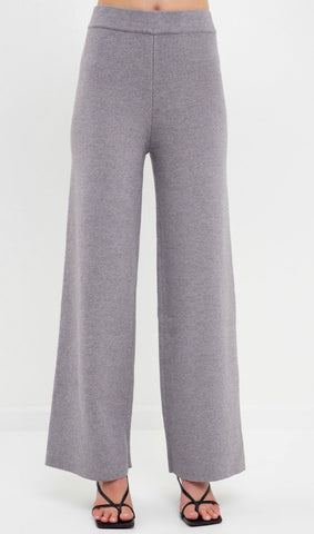 Knit Wide Pants-Grey