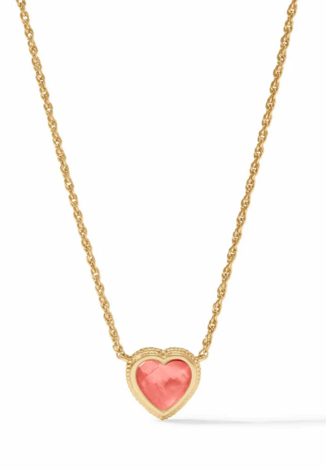 Heart Delicate Necklace-Iridescent Blush Pink