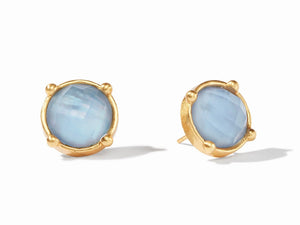 Honey Stud-Iridescent Chalcedony Blue