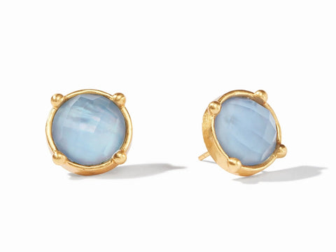 Honey Stud-Iridescent Chalcedony Blue
