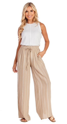 Emily Smocked Trousers-Tan