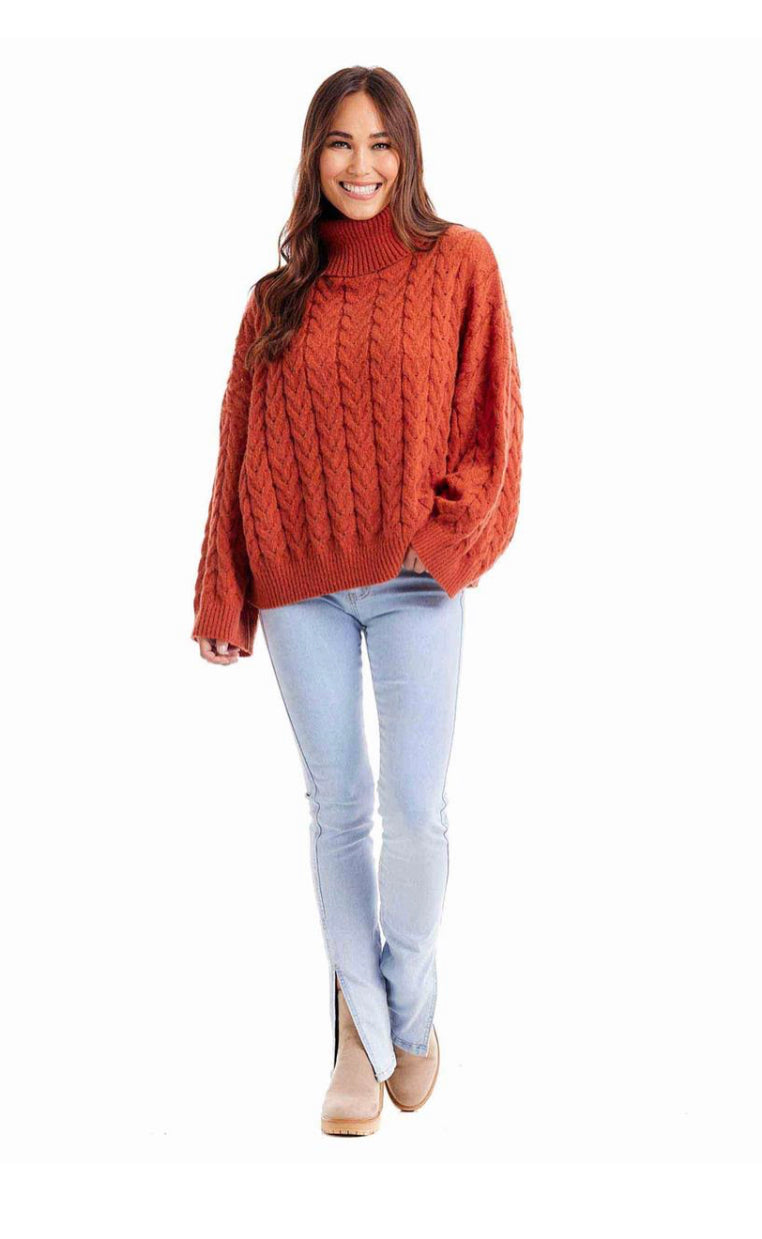 Rust Radley Cable Knit Sweater