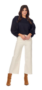 Dillon Poplin Sleeve Top - Black