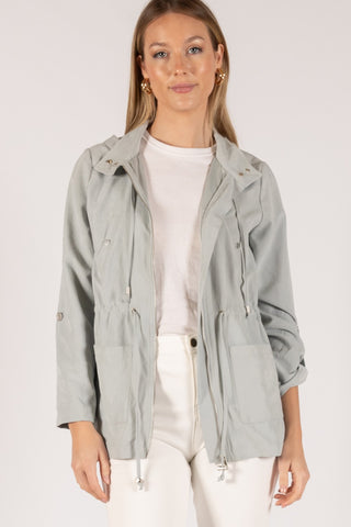 Microsuede Anorak Jacket-Sky Blue