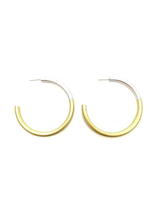 LIZ Color Block Hoops-Silver/Gold