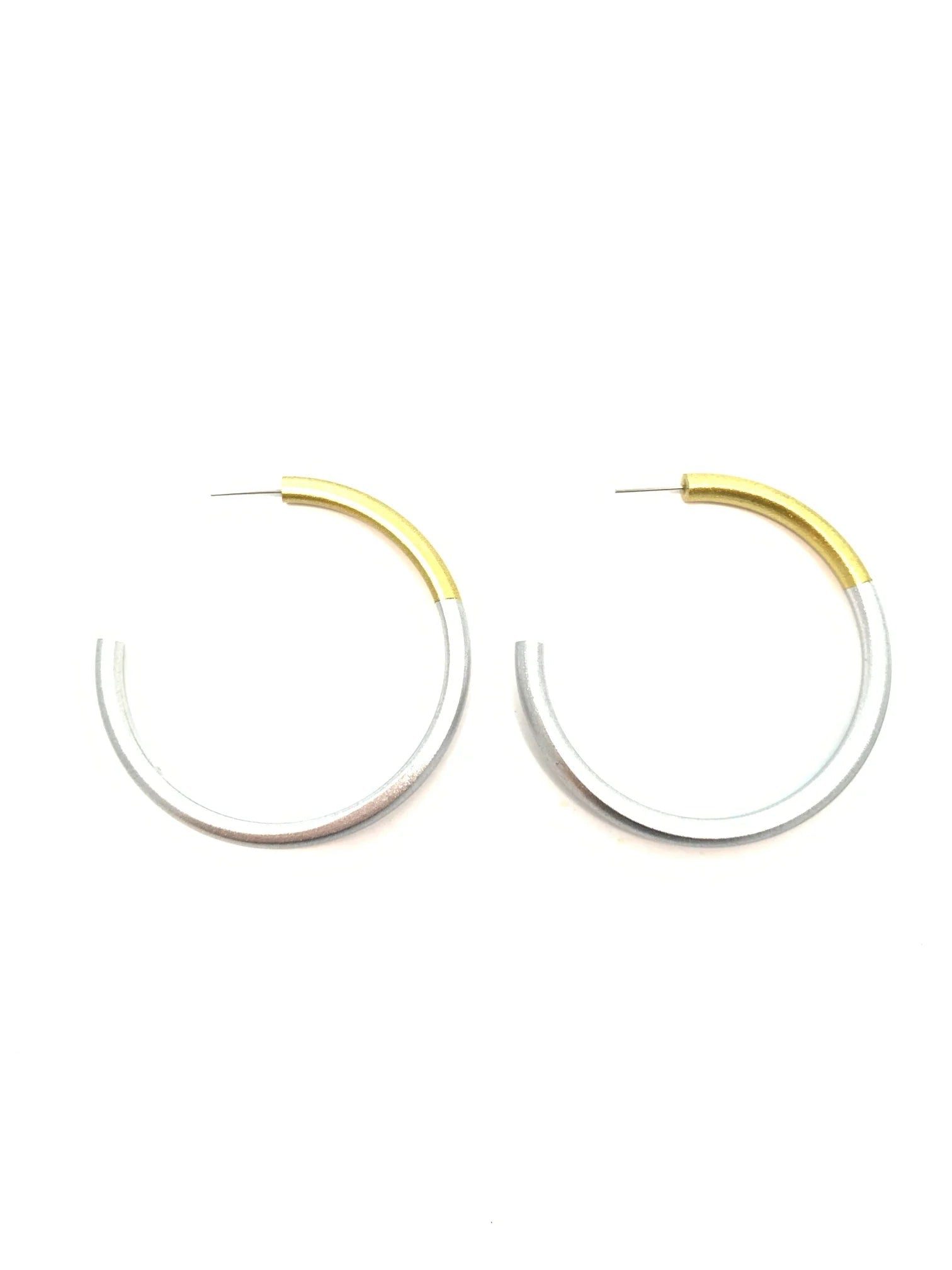 LIZ Color Block Hoops-Gold/Silver