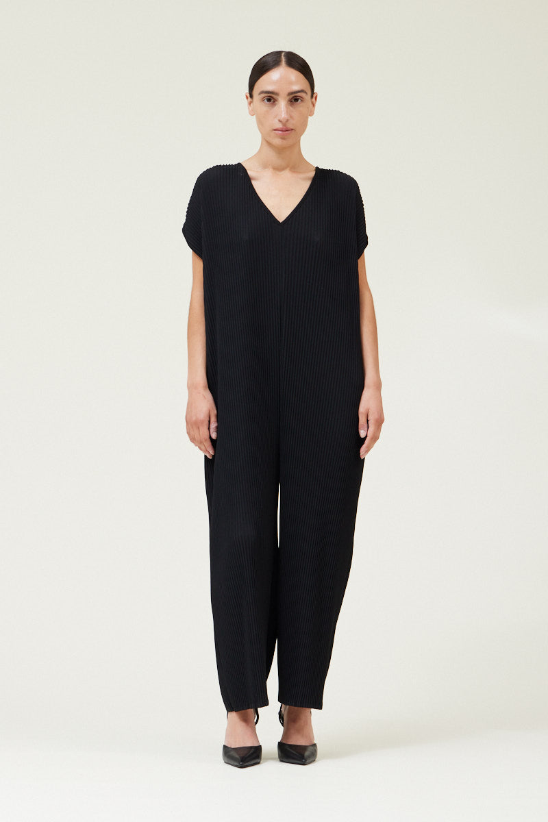 Pleated Jumpsuit-Black
