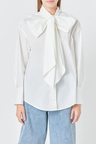 Bow Detailed Shirt-White