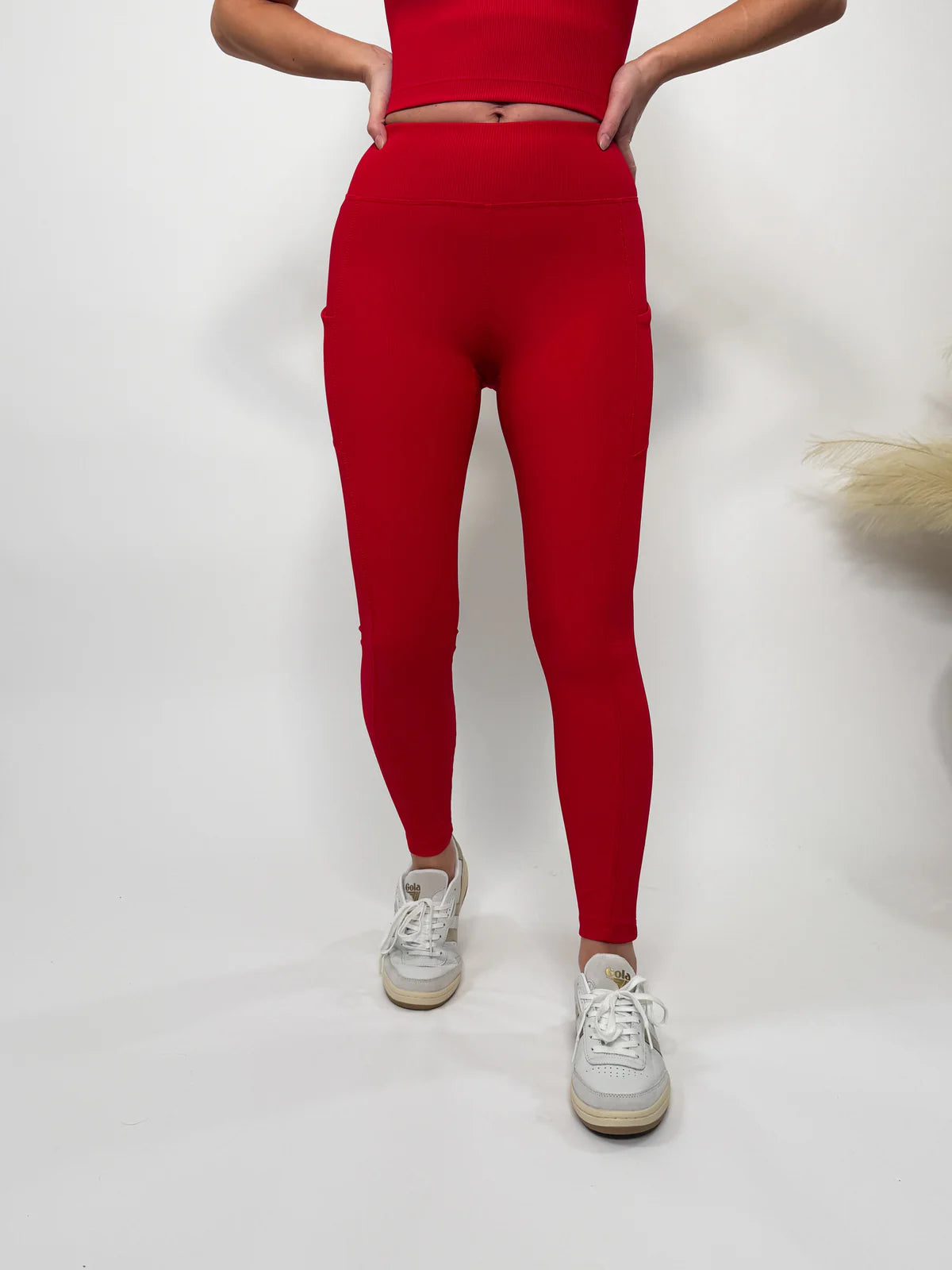 Red Yoga Pant With Key Pocket