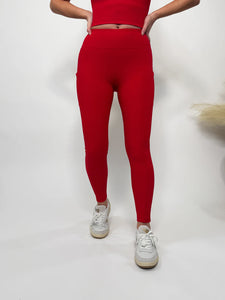 Red Yoga Pant With Key Pocket