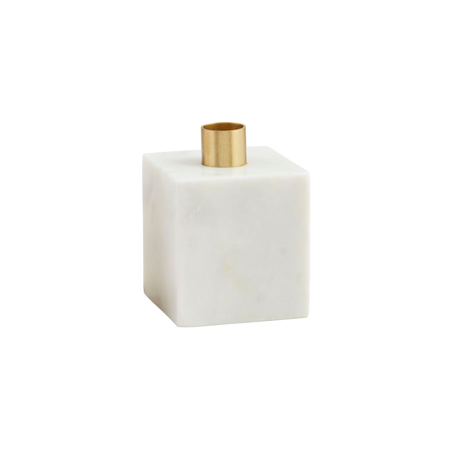 White Cube Marble Taper Holder Set of 2