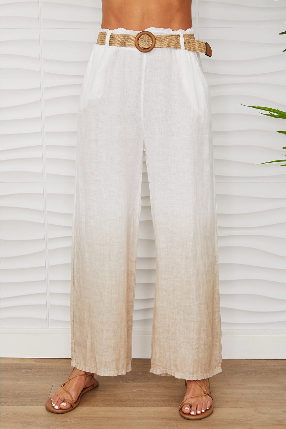 Linen Wide Leg Ombre Dipdye Pant