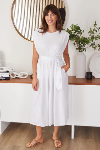 Cotton Waist Tie Maxi Dress