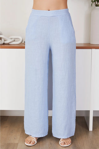 Linen Smocked Waist Palazzo Pant