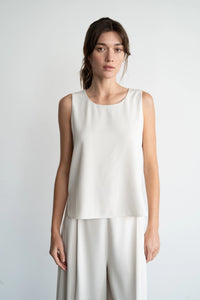 High & Low Crew Neck Sleeveless Top