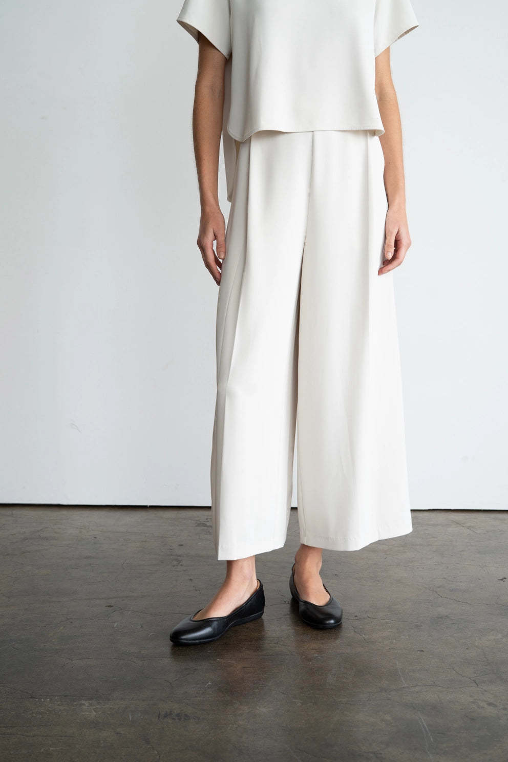 Wide Leg Crop Pants-Ivory