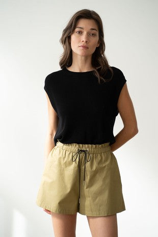 Crew Neck Sleeveless Crochet Knit Top