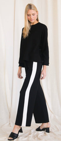 Scuba Modal Side Stripe Wide Leg Pants