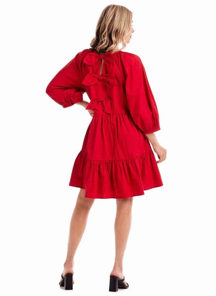 ADRIANA BOW DRESS-RED