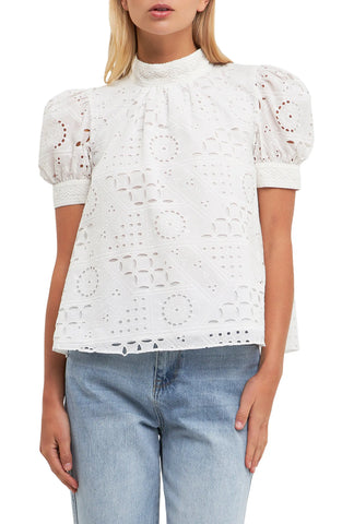 Broderie Anglaise Puff Sleeve