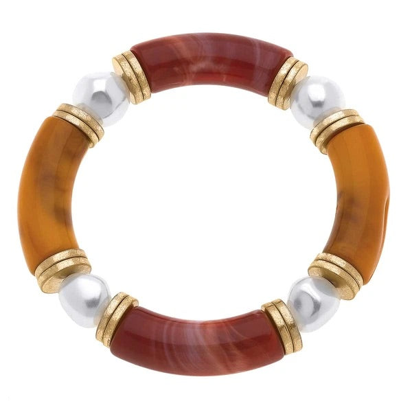 Lelani Resin Color-Block & Glass Pearl Stretch Bracelet